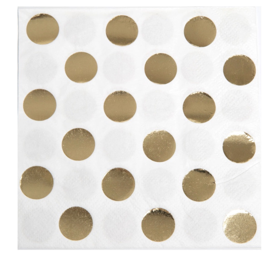 Servietten-weiss-gold-gepunktet-16er-Pack-33-x-33-cm