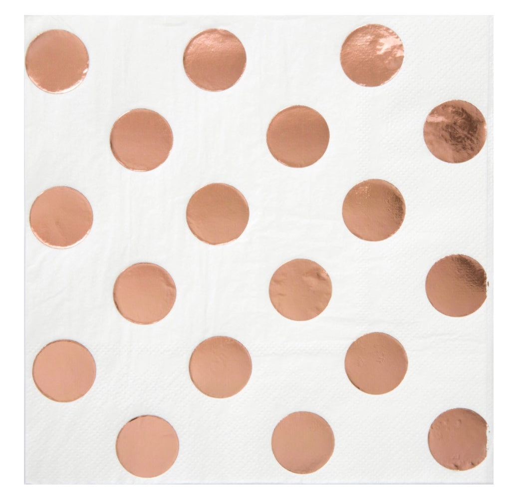 Servietten-weiss-rosegold-gepunktet-16er-Pack-33-x-33-cm