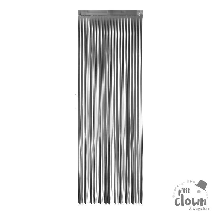 Fransen Vorhang, Tür Deko, silber metallic, 2.4 x 1 m kinderparties-shop