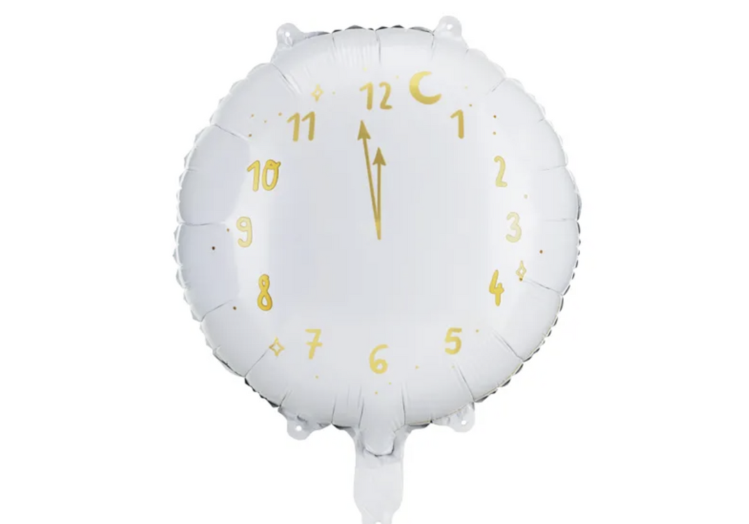 Countdown Uhr Silvester Folienballon, Happy New Year, 45 cm kinderparties-shop