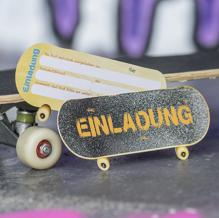 Einladung Skateboard, Skating Party, 6er Pack kinderparties-shop