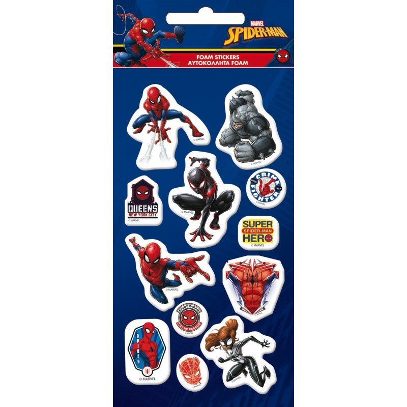 Formsticker Spiderman, 3D, 1 Bogen, 12 Stickers kinderparties-shop