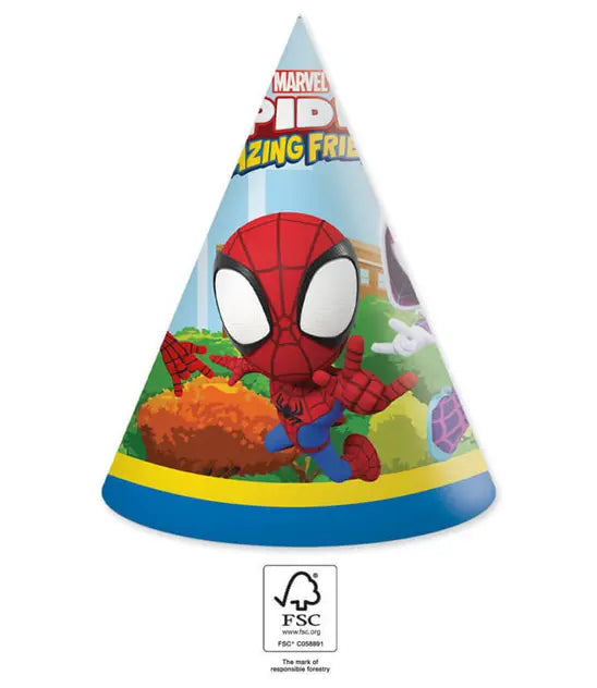 Spidey and His Amazing Friends Party-Hüte, 6er Pack kinderparties-shop