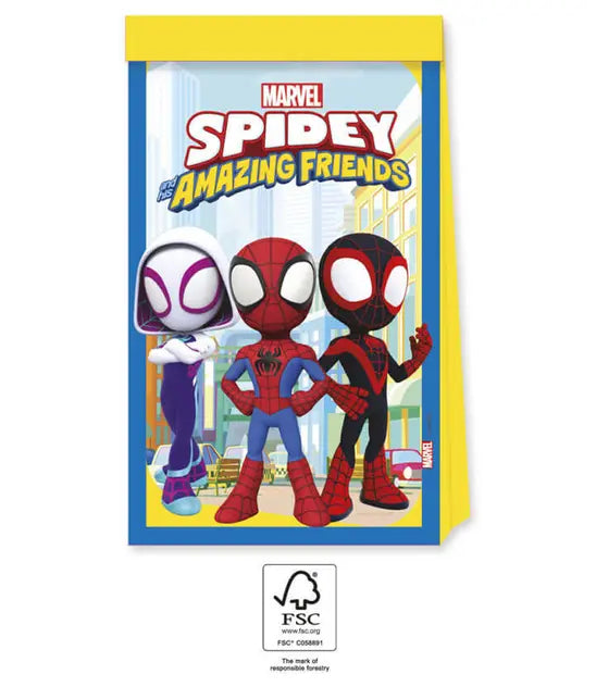 Mitgebsel Tüten Spidey and His Amazing Friends, 4er Pack kinderparties-shop