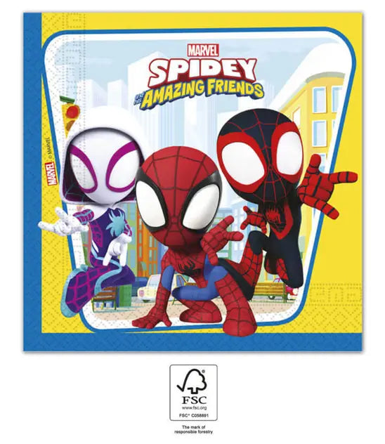 Servietten Spidey and His Amazing Friends, 20 Stück kinderparties-shop