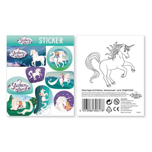 Sternenschweif Mitgebsel Sticker, Party Give-away, 8 Aufkleber kinderparties-shop