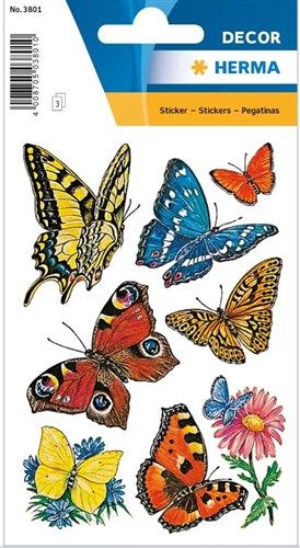 Schmetterling Sticker, Party Give-away, 1 Bogen mit 8 Aufklebern kinderparties-shop