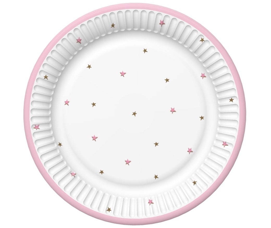 Party-Teller-Weiss-Pink-mit-Sternen-8er-Pack-18cm
