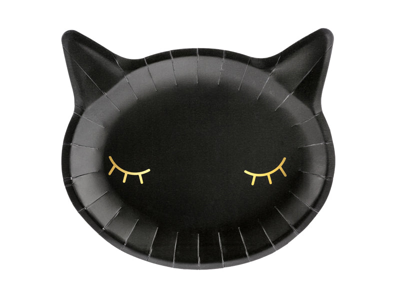 Party-Teller-Katze-schwarz-6-Stück-22-x-20-cm