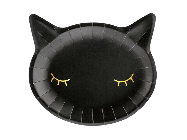 Party-Teller-Katze-schwarz-6-Stück-22-x-20-cm