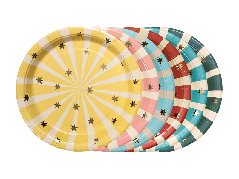 Pappteller Zirkus Party, pastell, 6 Stück, Ø 18 cm