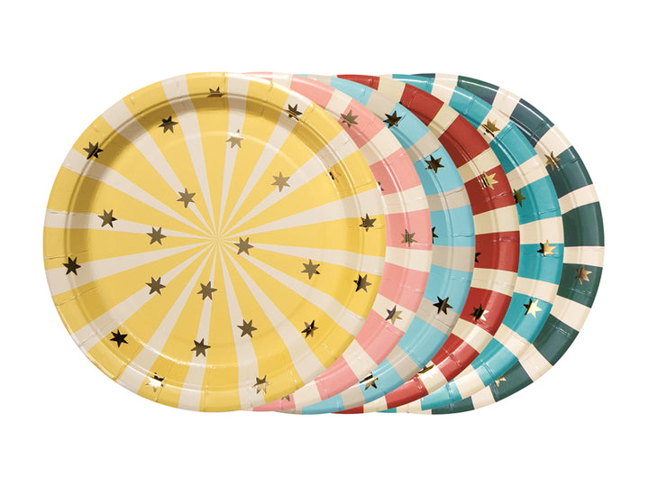 Pappteller Zirkus Party, pastell, 6 Stück, Ø 18 cm