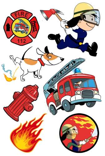 Tattoos, Feuerwehrmann Flo, 1 Bogen, 7 Stk., 10,5 x 5,6 cm kinderparties-shop