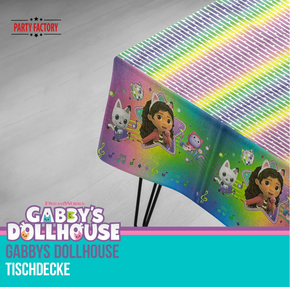 Tischdecke Gabby's Dollhouse, Papier, 1.8 x 1.2 m