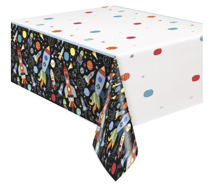 Tischdecke Rakete im Weltall, 137 x 213 cm, abwaschbar