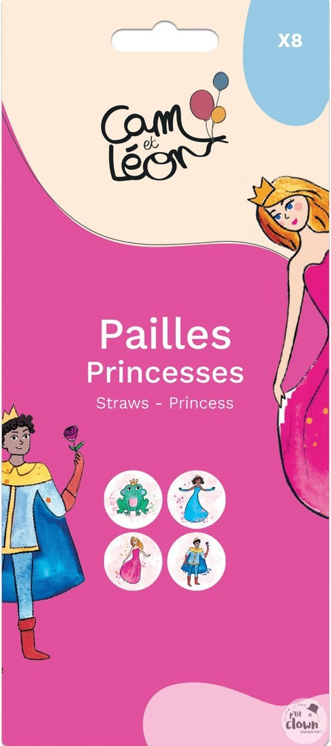 Trinkhalme Prinzessin, 8er Pack kinderparties-shop