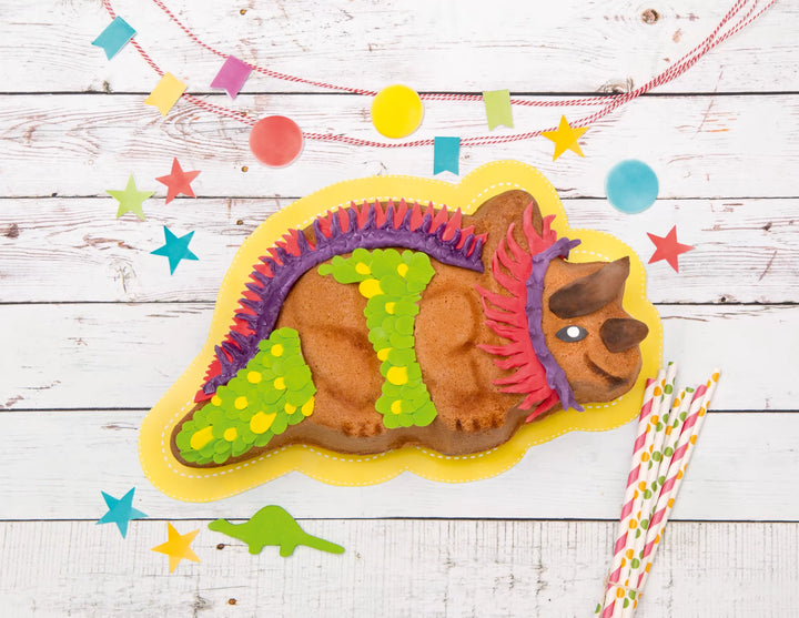 Triceratops Backform, Trixi der Dino, Dinosaurier Party kinderparties-shop