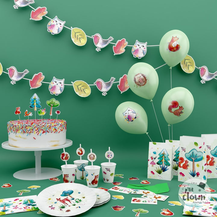 Party Teller Waldtiere, Forrest Animals, 23 cm, 8er Pack kinderparties-shop