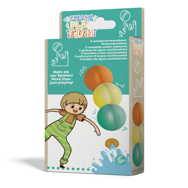 Wasserbomben / Wasserballons, wiederverwendbar, bunt, 3er Pack kinderparties-shop