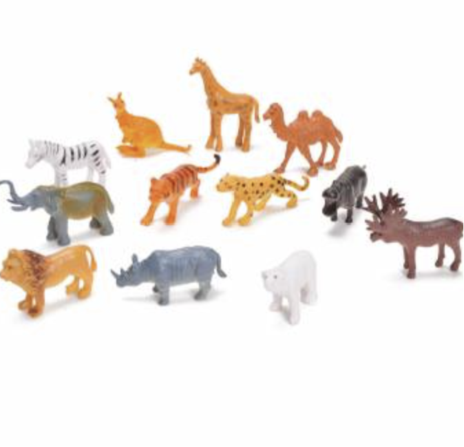 Wilde Tiere Mitgebsel, 1 Beutel, 12 Tiere kinderparties-shop