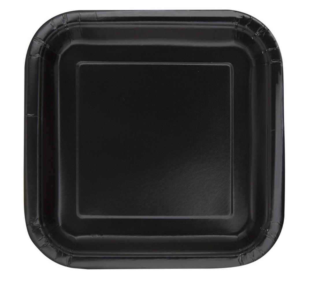 Pappteller eckig Schwarz, 16 Stück, 18 cm
