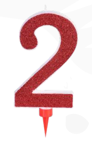 XL Zahlenkerze 1-9 und 0, rot mit Glitzer, 12 cm