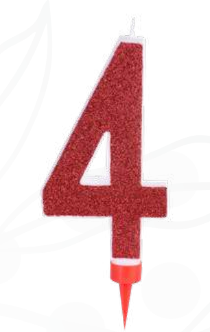 XL Zahlenkerze 1-9 und 0, rot mit Glitzer, 12 cm