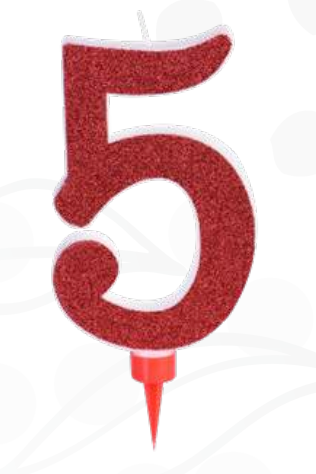 XL Zahlenkerze 1-9 und 0, rot mit Glitzer, 12 cm