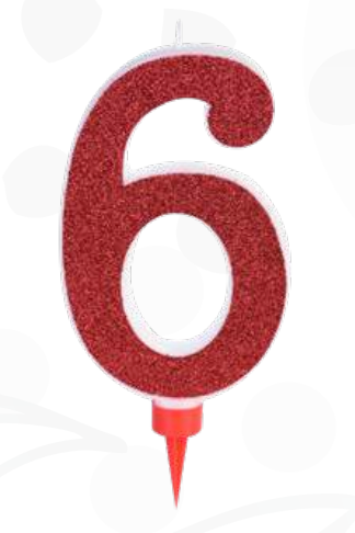 XL Zahlenkerze 1-9 und 0, rot mit Glitzer, 12 cm