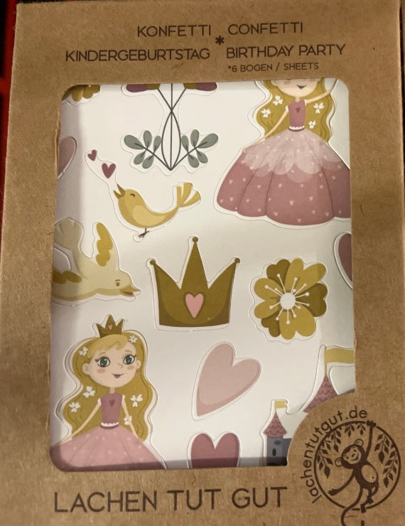 XXL Konfetti Prinzessin, Streudeko für Kindergeburtstag, 8 Bögen