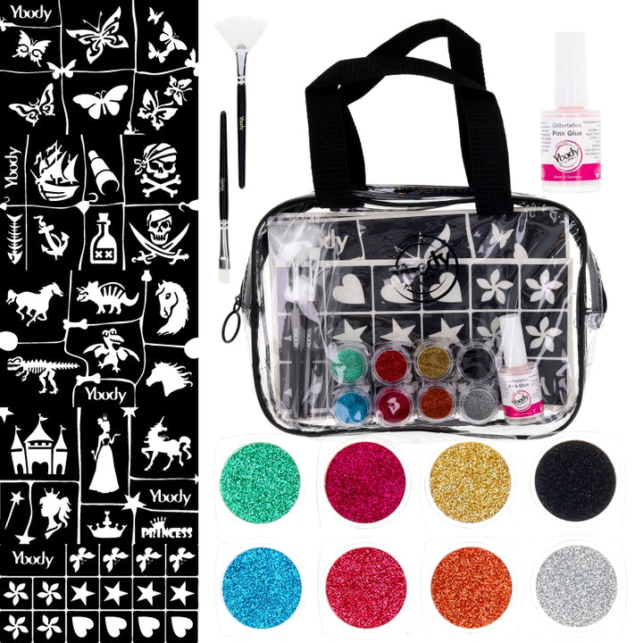 XXL Glitzertattoo Set Party-Mix für Kinder, 53-teilig