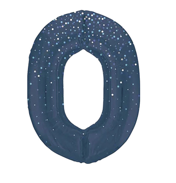 Zahlen Folienballone Blau mit Glitzer, Nummern 1-9 und 0, 86cm