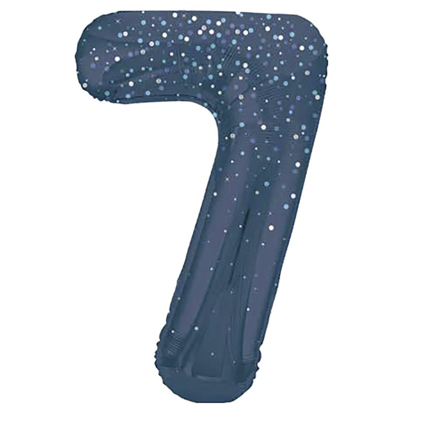 Zahlen Folienballone Blau mit Glitzer, Nummern 1-9 und 0, 86cm