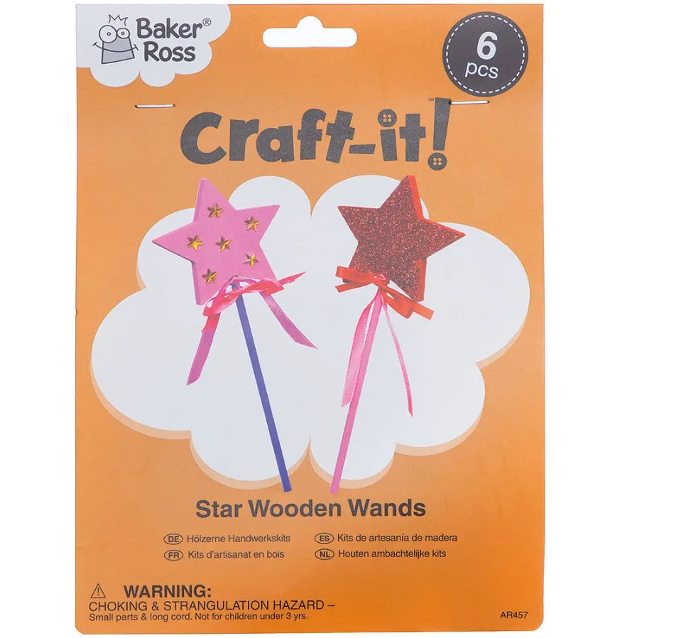 Zauberstab Bastelset Sterne aus Holz, 6er Pack