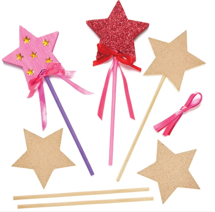 Zauberstab Bastelset Sterne aus Holz, 6er Pack