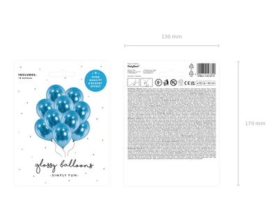 Luftballons Glossy, blau, 30 cm, 10er Pack