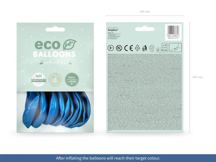 Luftballons, blau metallisiert, Eco, 10er Pack kinderparties-shop