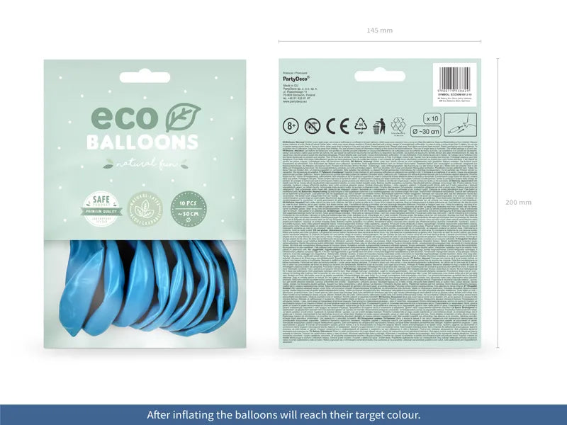 Luftballons, hellblau metallisiert, Eco, 30 cm, 10er Pack