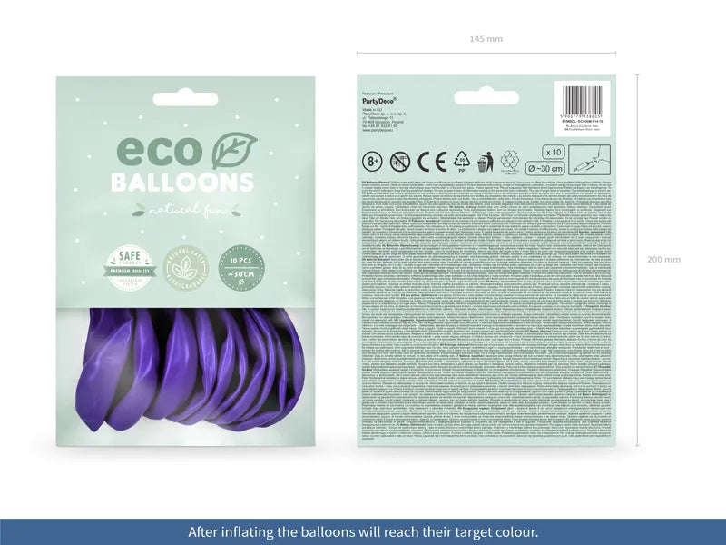 Luftballons, violett metallisiert, Eco, 30 cm, 10er Pack