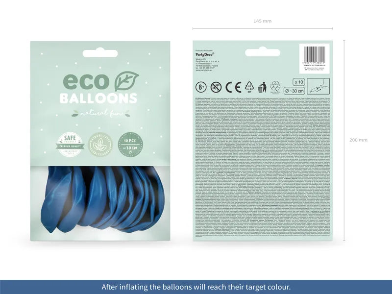 Luftballons pastell ultramarin blau, Eco, 30 cm, 10er Pack
