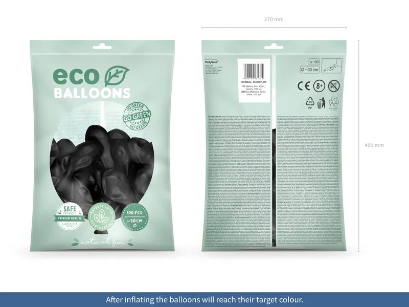 Superpack Luftballons Eco, pastell schwarz, 30 cm, 100er Pack kinderparties-shop