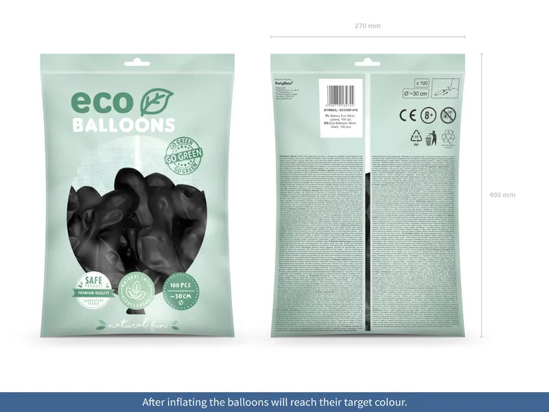 Superpack Luftballons Eco, pastell schwarz, 30 cm, 100er Pack