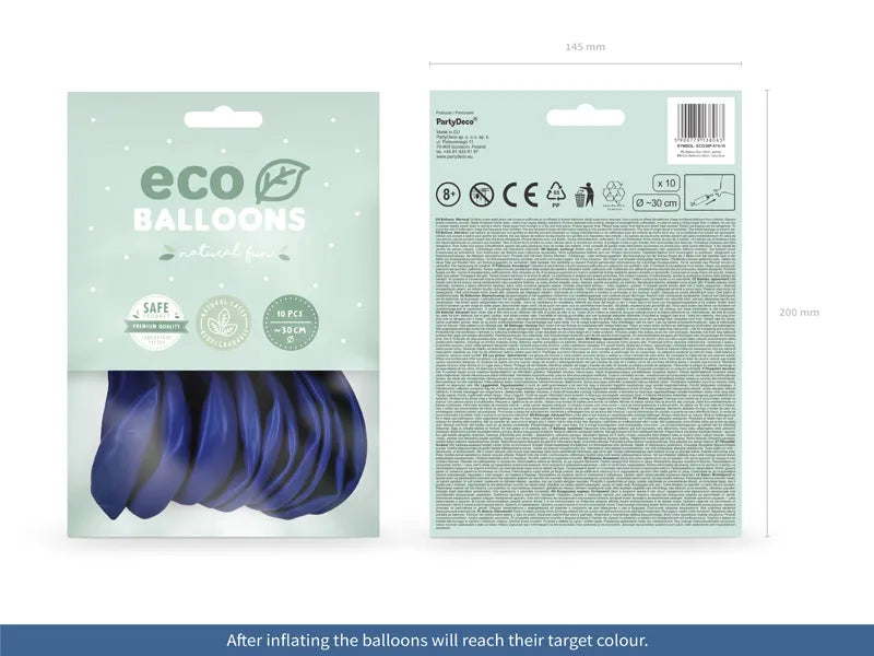 Luftballons pastell marineblau, Eco, 30 cm, 10er Pack