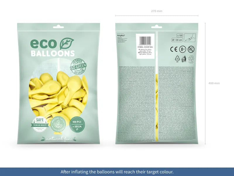 Luftballons pastell hellgelb, Eco, 30 cm, 10er Pack