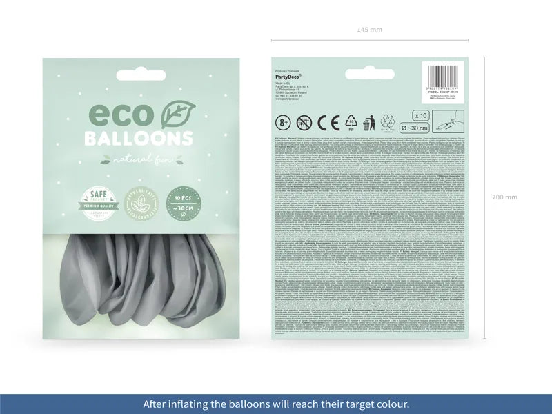 Luftballons pastell grau, Eco, 30 cm, 10er Pack