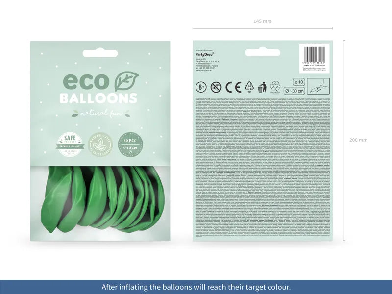 Luftballons pastell grasgrün, Eco, 30 cm, 10er Pack
