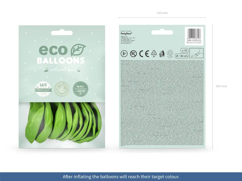Luftballons pastell apfelgrün, Eco, 30 cm, 10er Pack