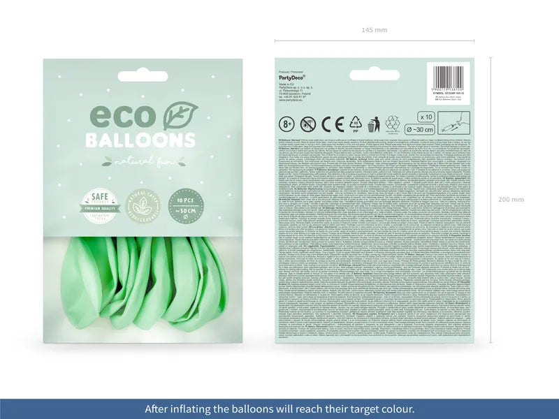 Luftballons pastell mint, Eco, 30 cm, 10er Pack