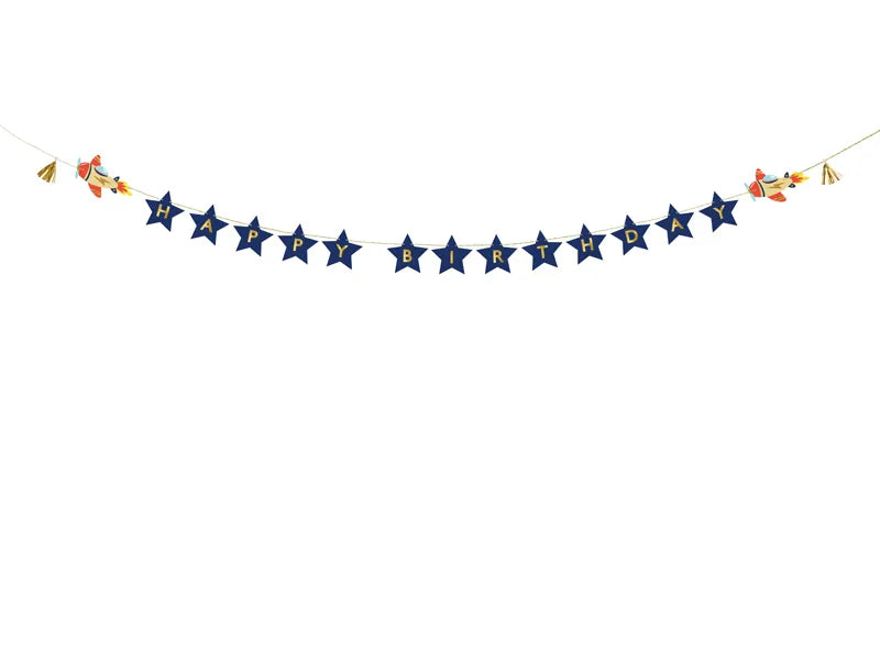 Flugzeug Girlande Happy Birthday, 3m kinderparties-shop