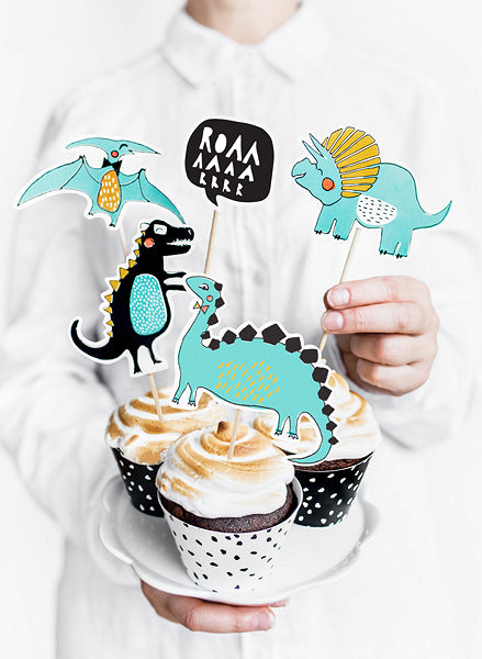 Dino Muffin Picker, Caketopper, 5-teilig